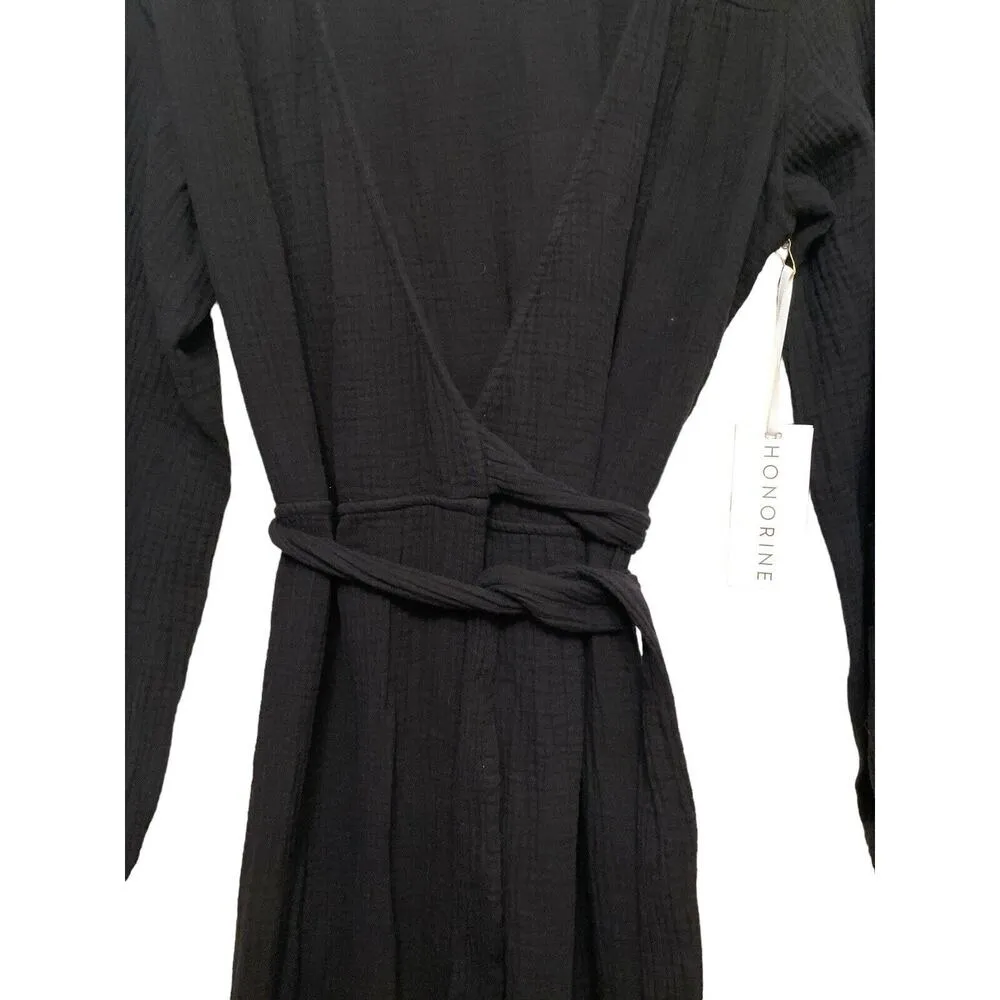 NWT Honorine Johanna Maxi Wrap Dress Size XS Black Cotton Gauze Long Sleeve READ - Image 6