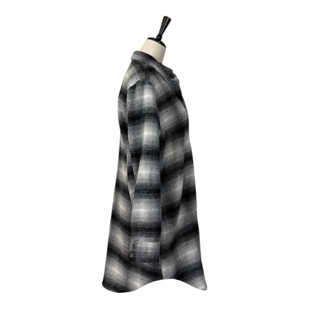 BB Dakota Steve Madden Women’s Size Medium Plaid Flannel Longline Shacket Coat Black - Image 3