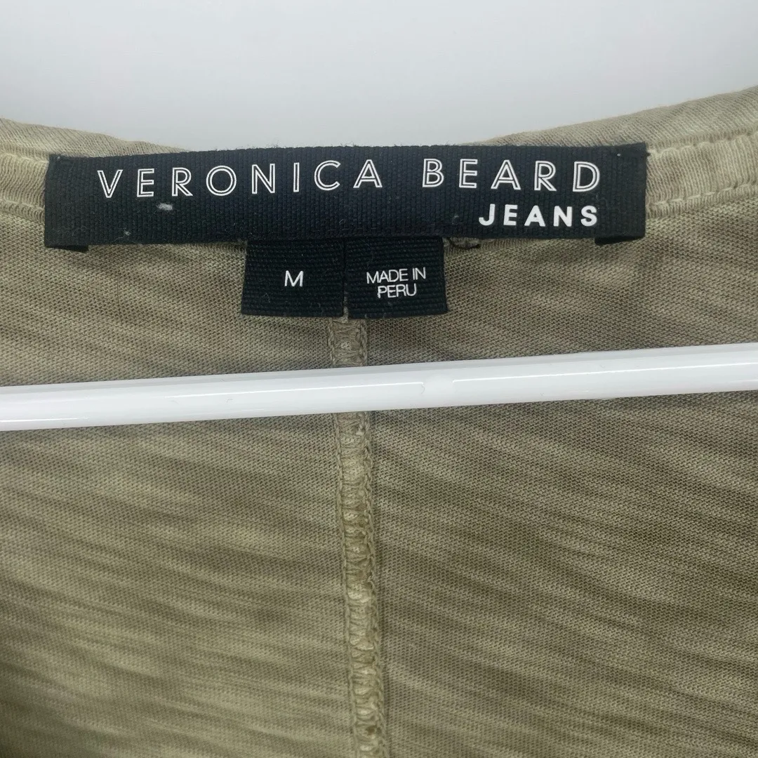 Veronica Beard Jeans Dubois Ruffled Pima Cotton T-Shirt Light Army size M $158 - Image 5