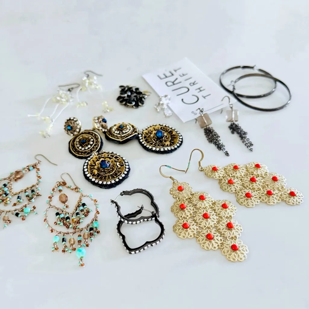 BUNDLE (9) Fashion Earrings Collection, Assorted Boho, Luxe & Statement Styles - Image 7