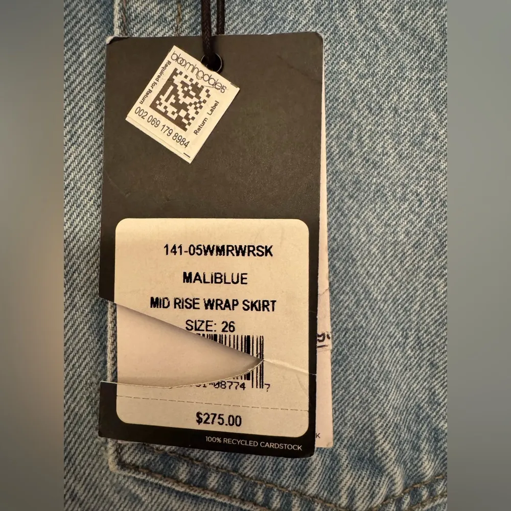 REDONE x Pam Anderson Mid Rise Wrap Denim Mini Skirt Maliblue Blue Size 26 - Image 10