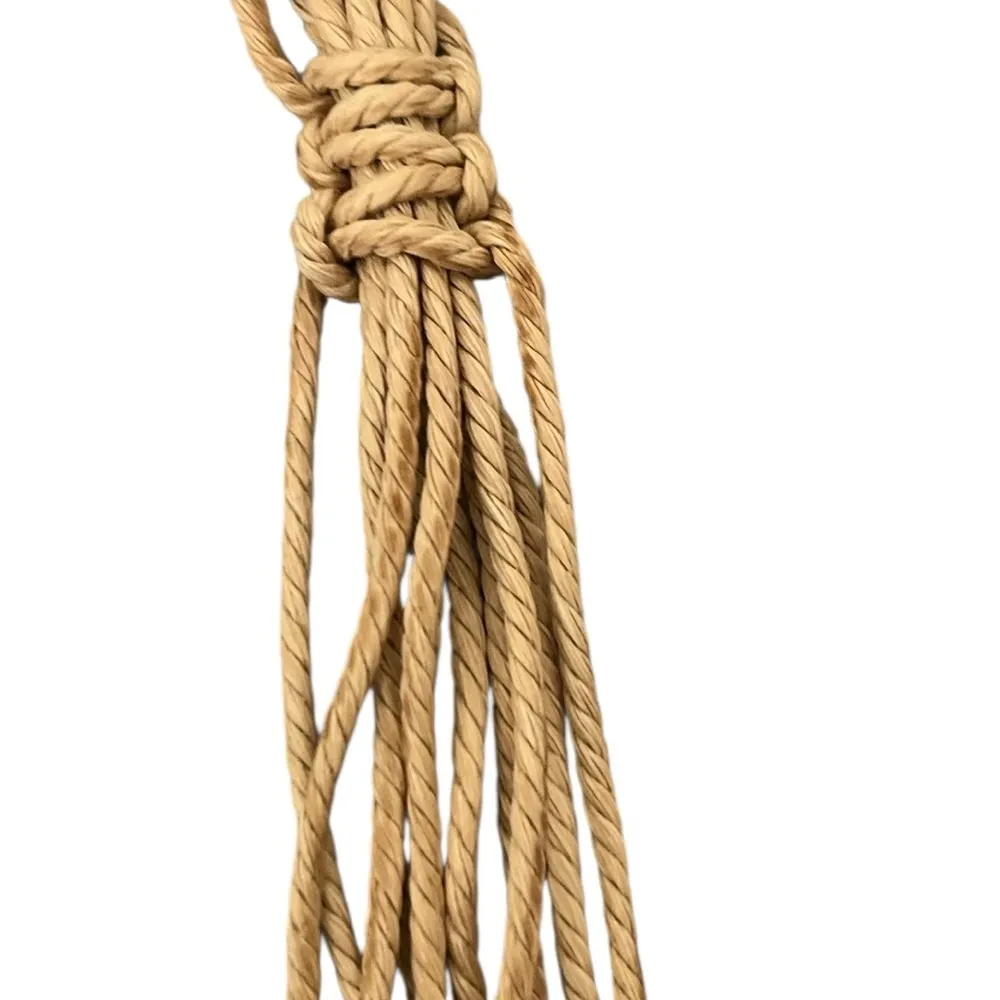 Bohemian Macrame Braided Weave Belt Tassels Beaded OS Tan - Image 13