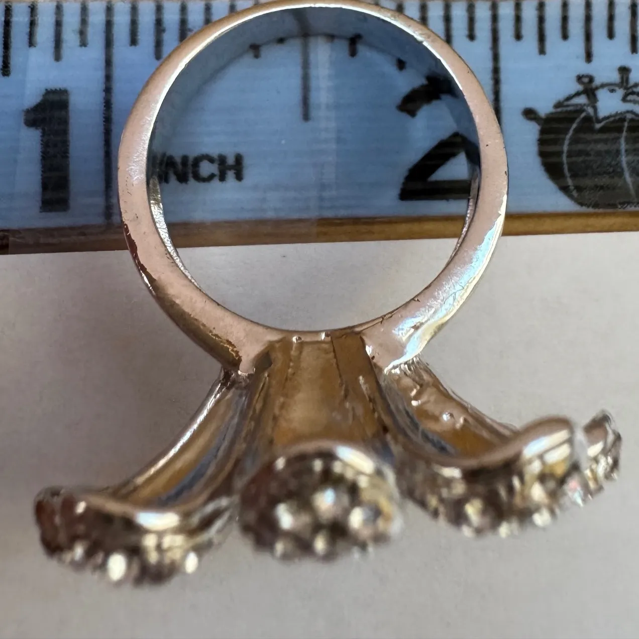 Vintage Nolan Miller Blue Stone Silver Tone Flower Petal Statement Ring Signed - Image 10