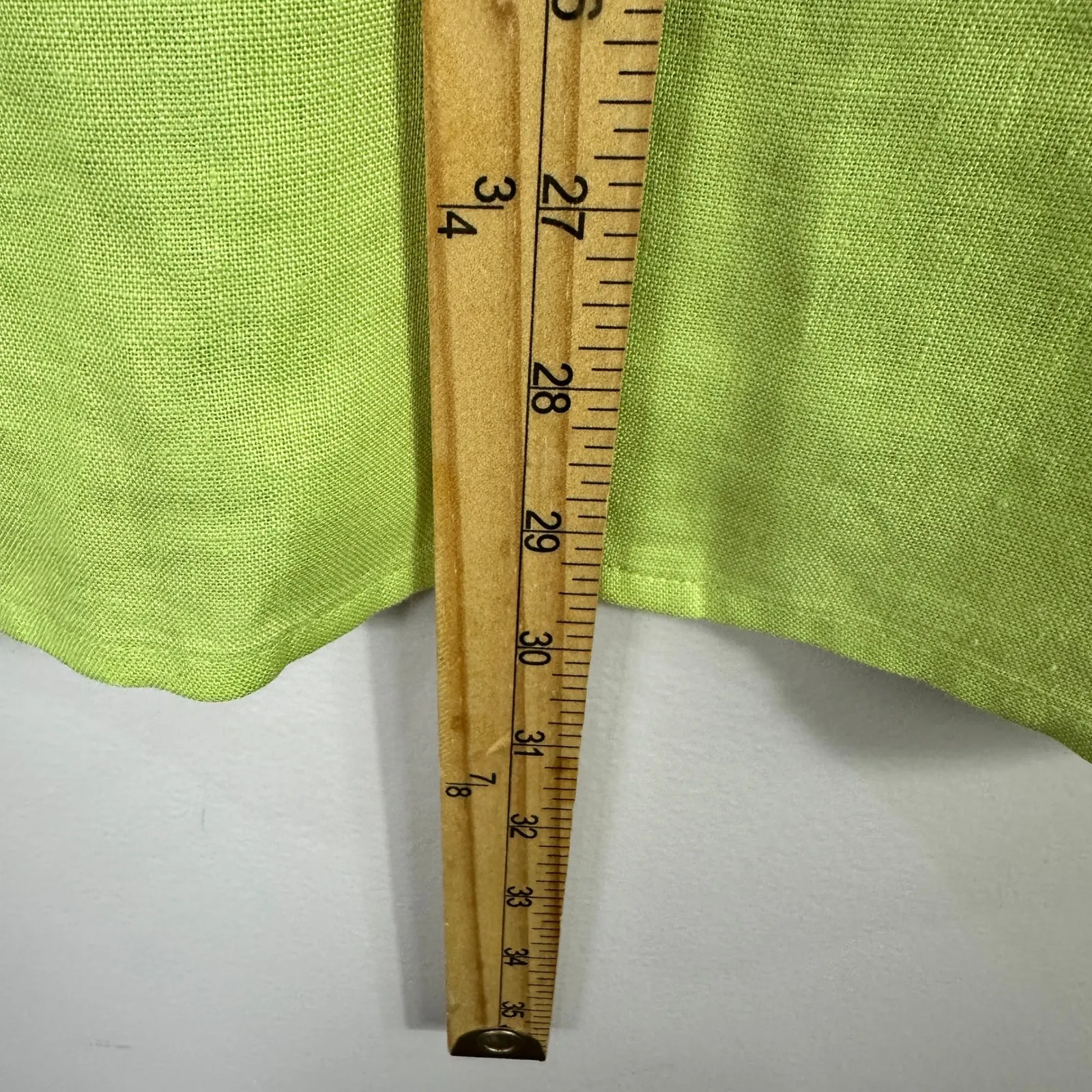 Liz Claiborne Linen Top Medium Chartreuse Button Down Coastal Preppy Minimalist - Image 6