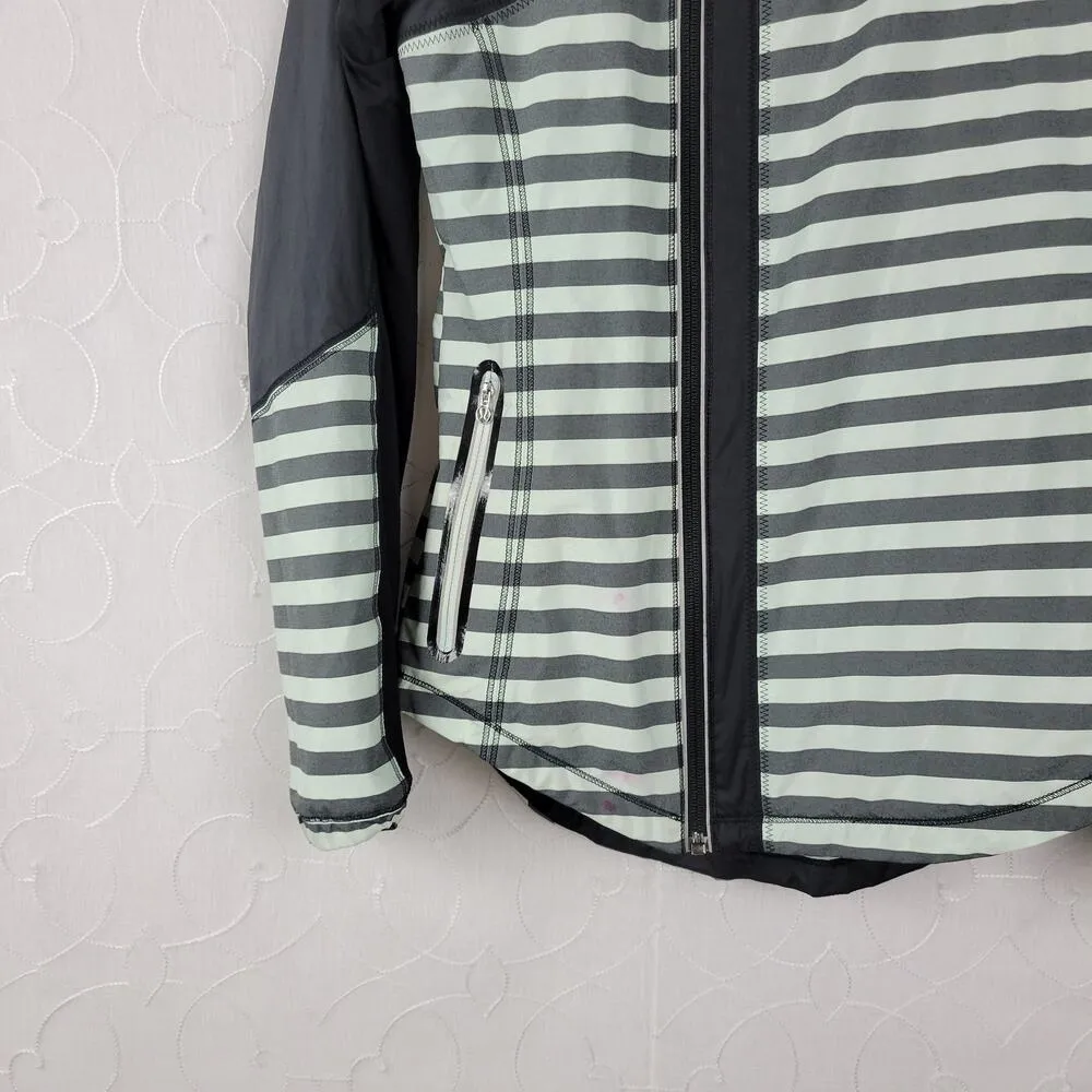 Lululemon Run Get Up And Glow Women Jacket Sz 4 Black Mint Reflective 360 Stripe - Image 10