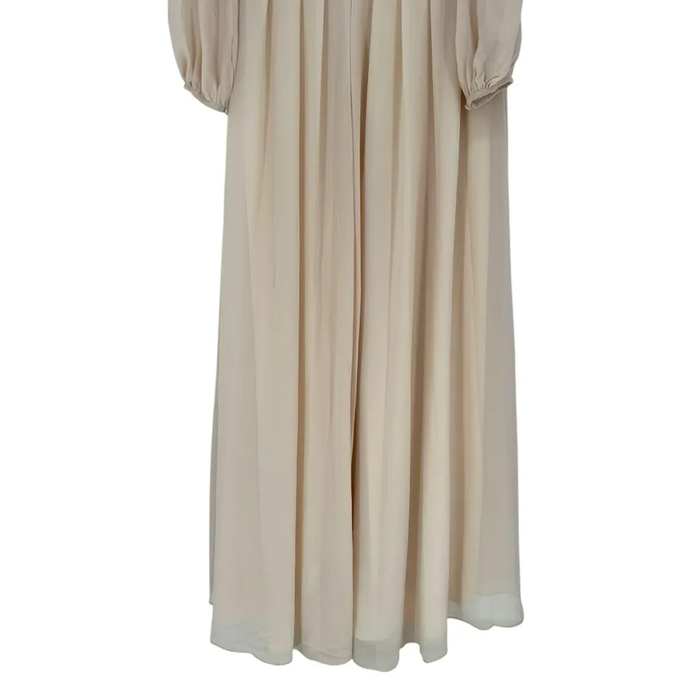 Mac Duggal Embellished Shoulder Blouson Sleeve Evening Gown in Porcelain size 14 - Image 11