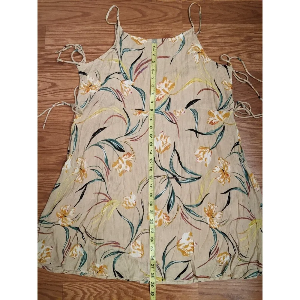 O’Neil Pink Floral Mini Dress Sz XL Pull Over Tie Sides Vacation Tropical Surf - Image 4