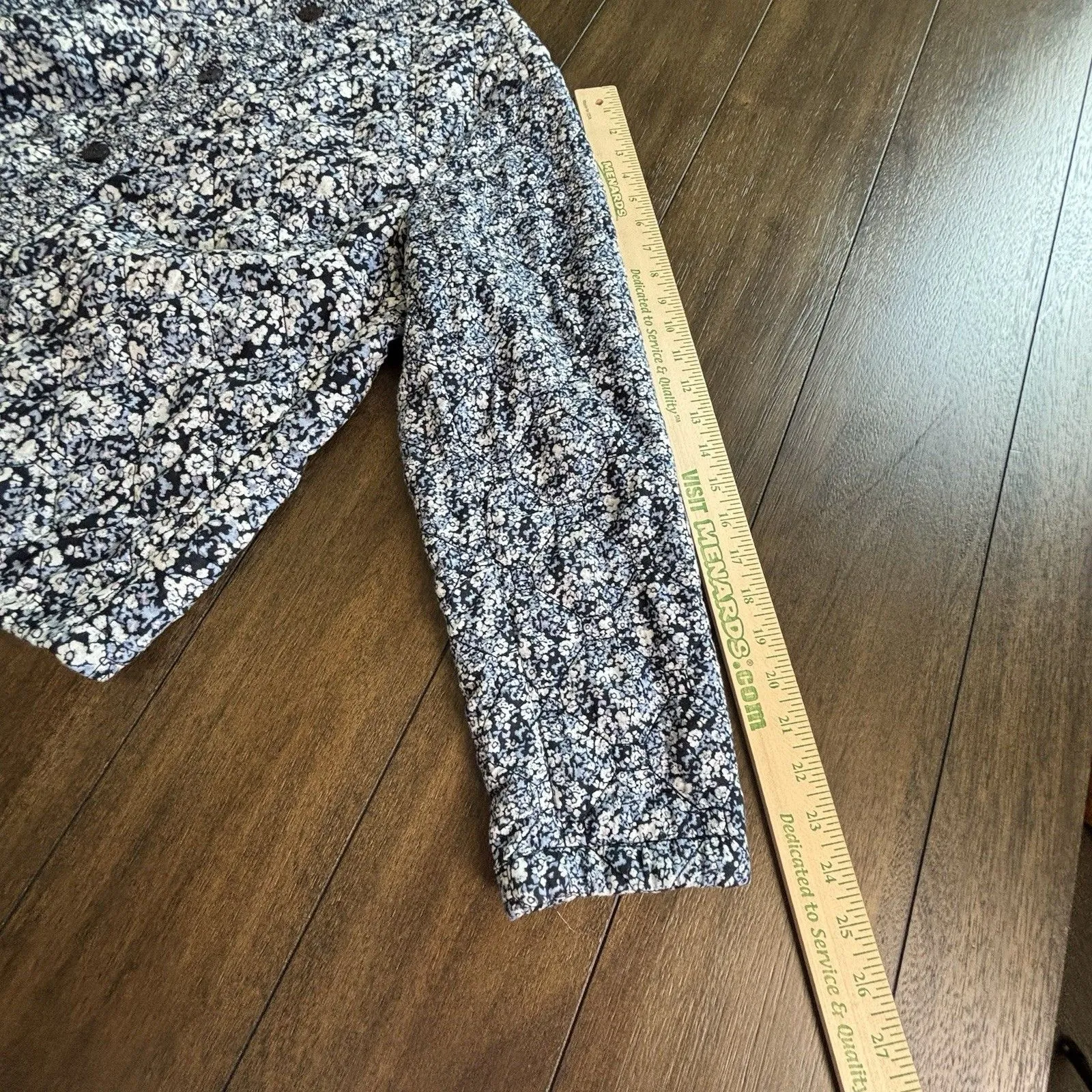 J. Jill Women's Quilted Jacket Blue Floral Boho Cottagecore 100% Cotton XL - Image 5