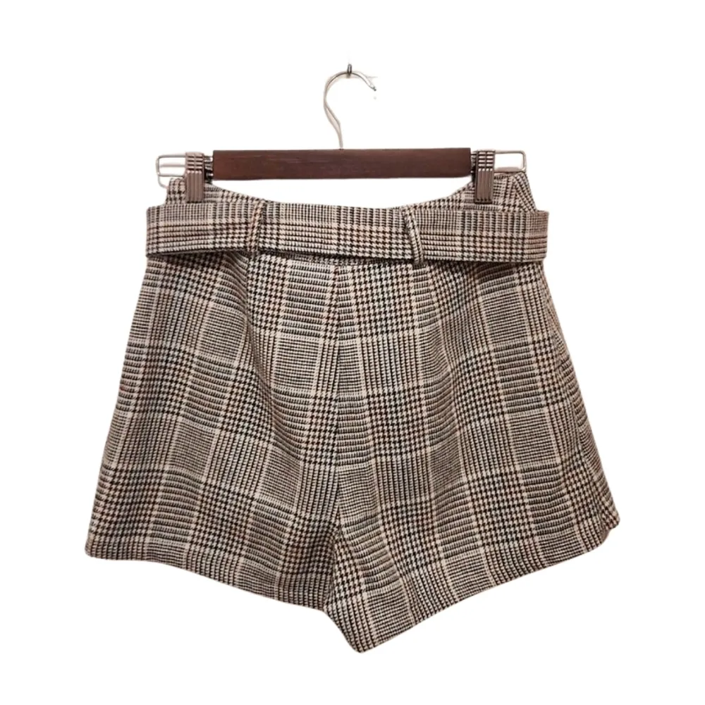 Sadie & Sage Wool Blend Tweed Belted Skort S Brown - Image 6