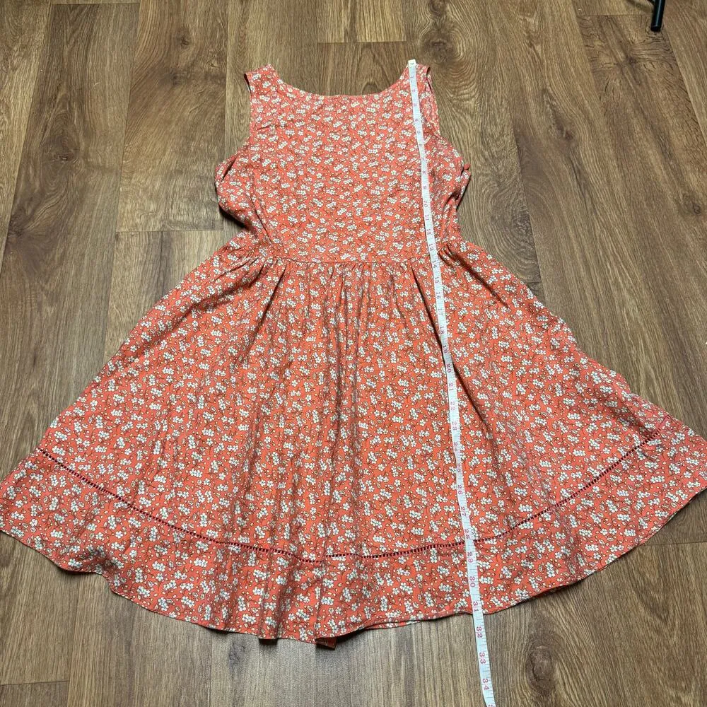 Juicy Couture Womens Orange White Micro Print Silk Fit Flare Skater Dress 2/XS - Image 12