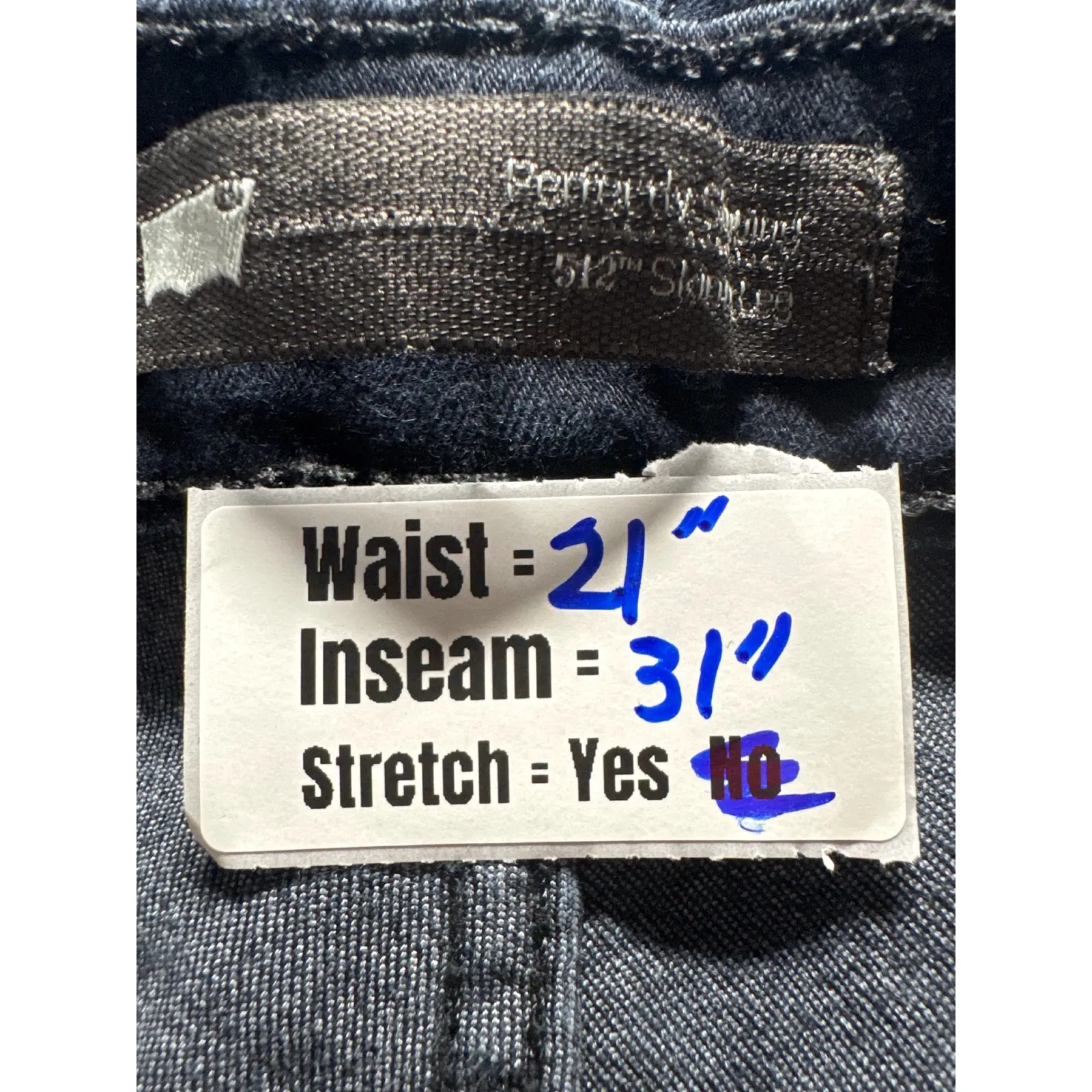 Levi's 512 Skinny‎ Jeans Dark Wash Stretch Denim Classic Style Size 24 - Image 3