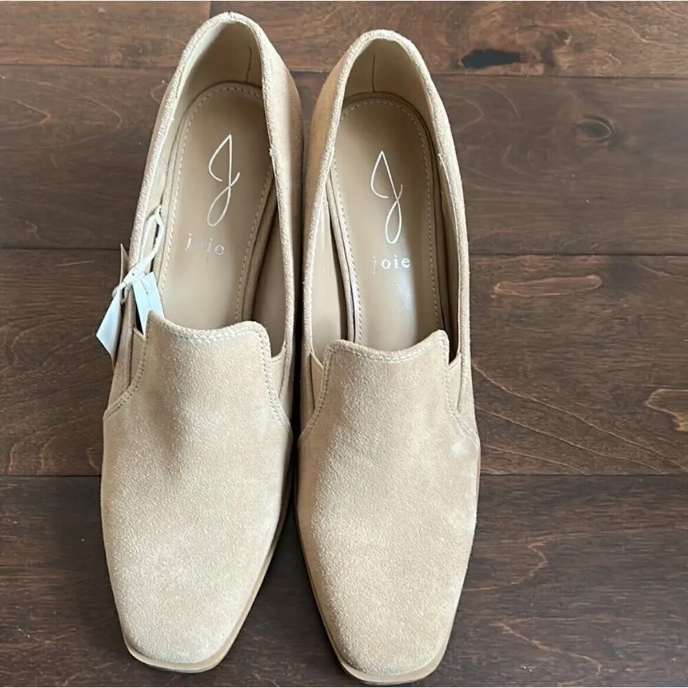 Joie x Anthropologie suede Leather Shoes 9 Block Heel Wevenly Closed Toe Tan - Image 10
