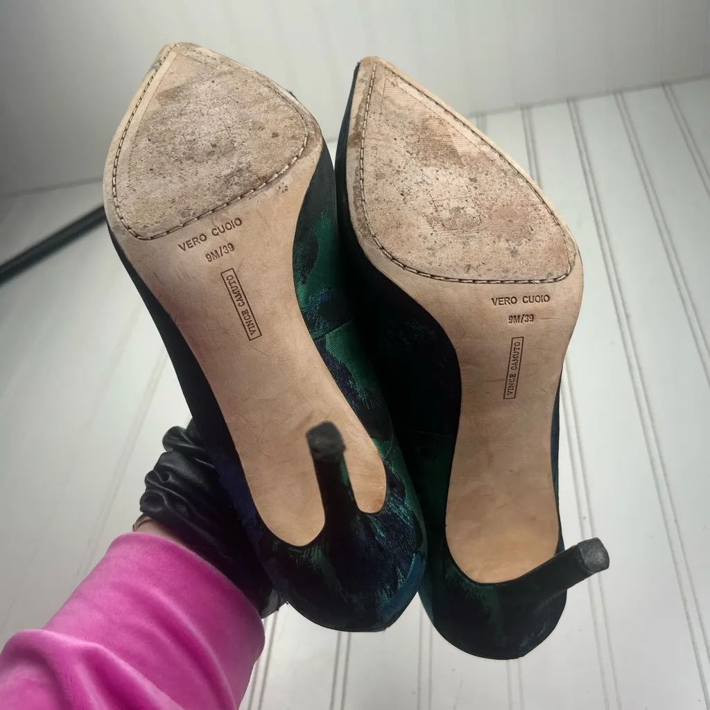 Vince Camuto VC Savilla Floral Blue Green Pointed Toe Heels Size 9M - Image 7