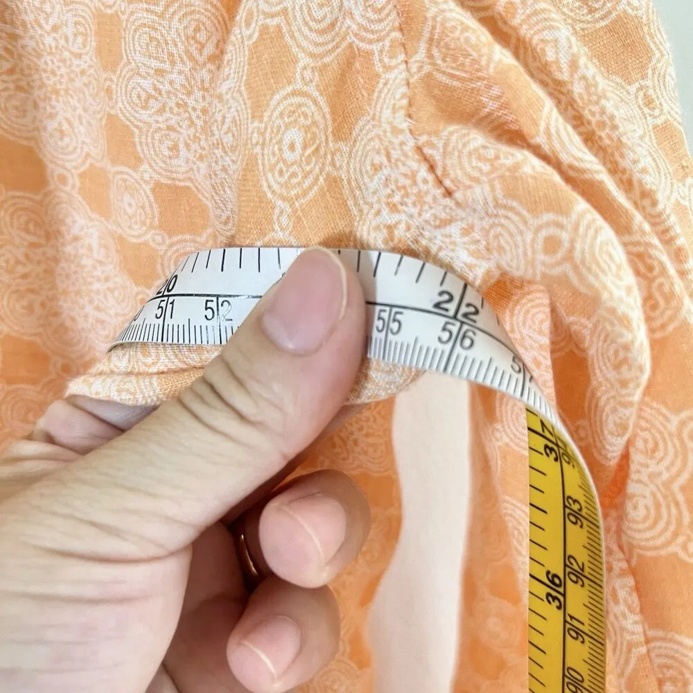 Chico's Peach Orange White Floral Medallion Button Down Cargo Shirt 100% Linen 1 - Image 6