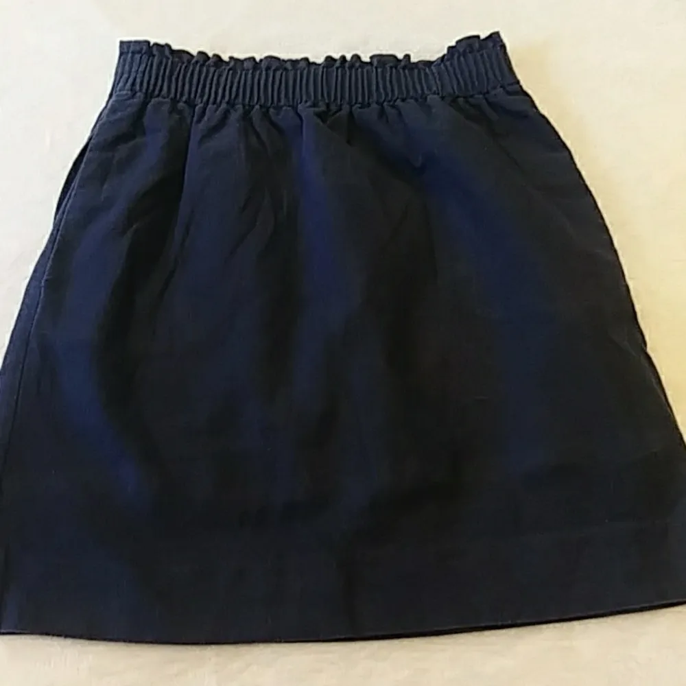 J. Crew Navy Blue Linen/Cotton Blend Paperbag Waist Mini Skirt Size 00 - Image 3