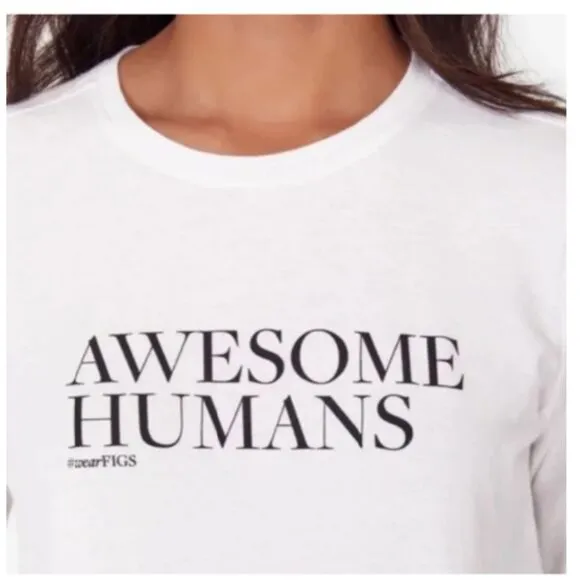 Figs Scrubs Super Soft Under Scrub Awesome Humans Wear Figs Long Sleeve Tee Sz S - Image 2