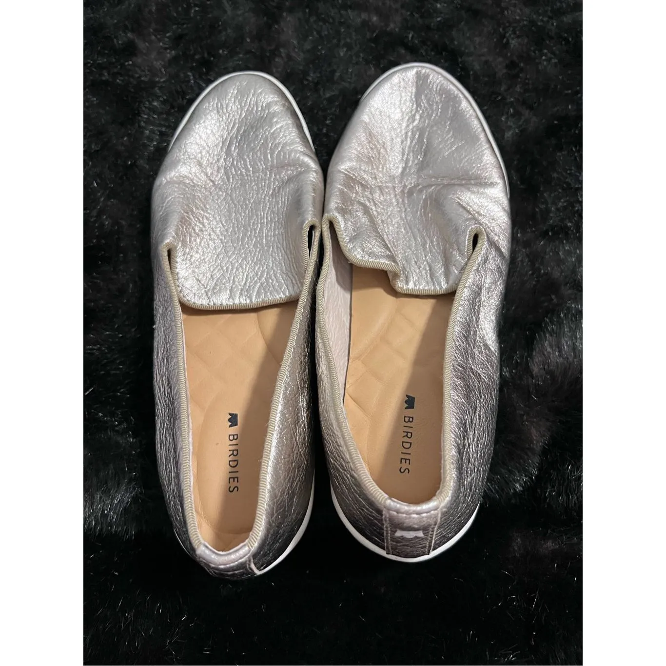 $130 Birdies The Swift Metallic Gold Leather Slip On Sneakers Tennis Shoes 8.5 - Image 3