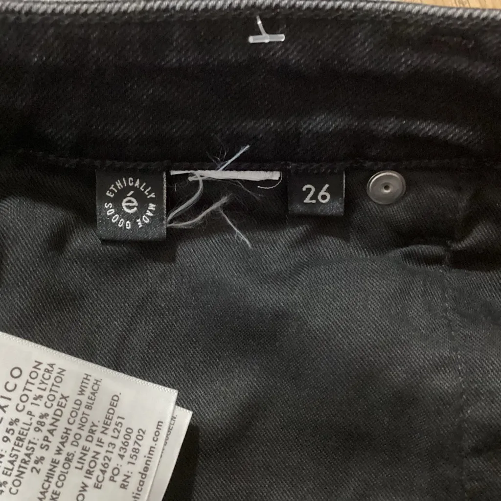 Etica Asymmetrical Denim Mix Media Skirt Size 26 Black - Image 10
