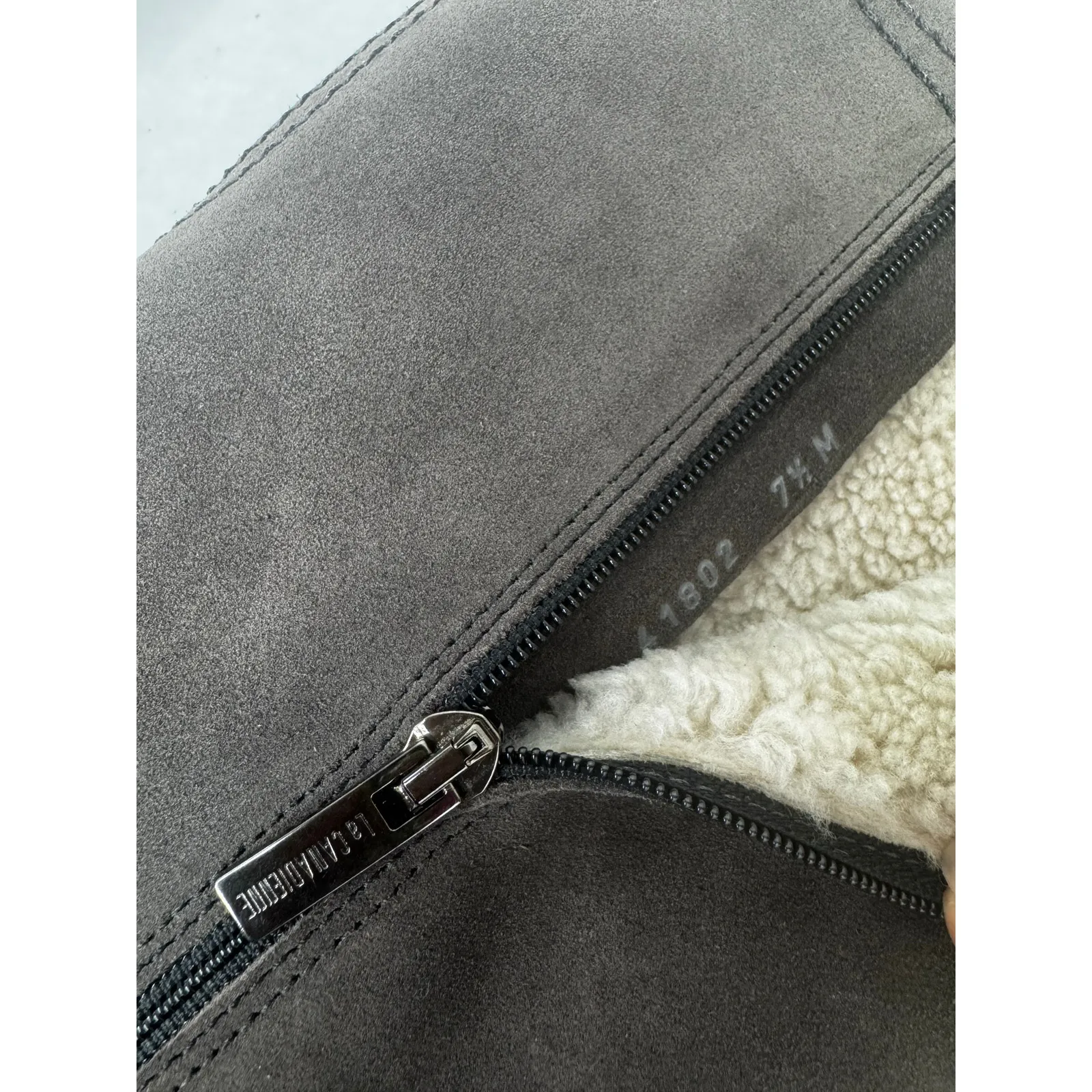 La Canadienne Villa Waterproof Faux Shearling gray Lined Tall Boot Women Sz 7.5 - Image 5