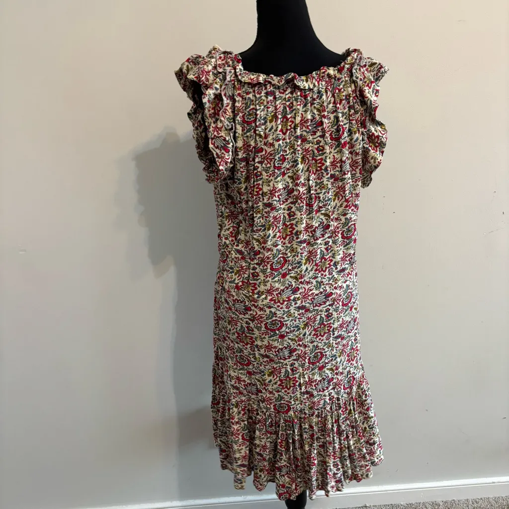 Natural Life Peasant Floral Dress Rayon Size Large Ruffles Drawstring Waist - Image 5