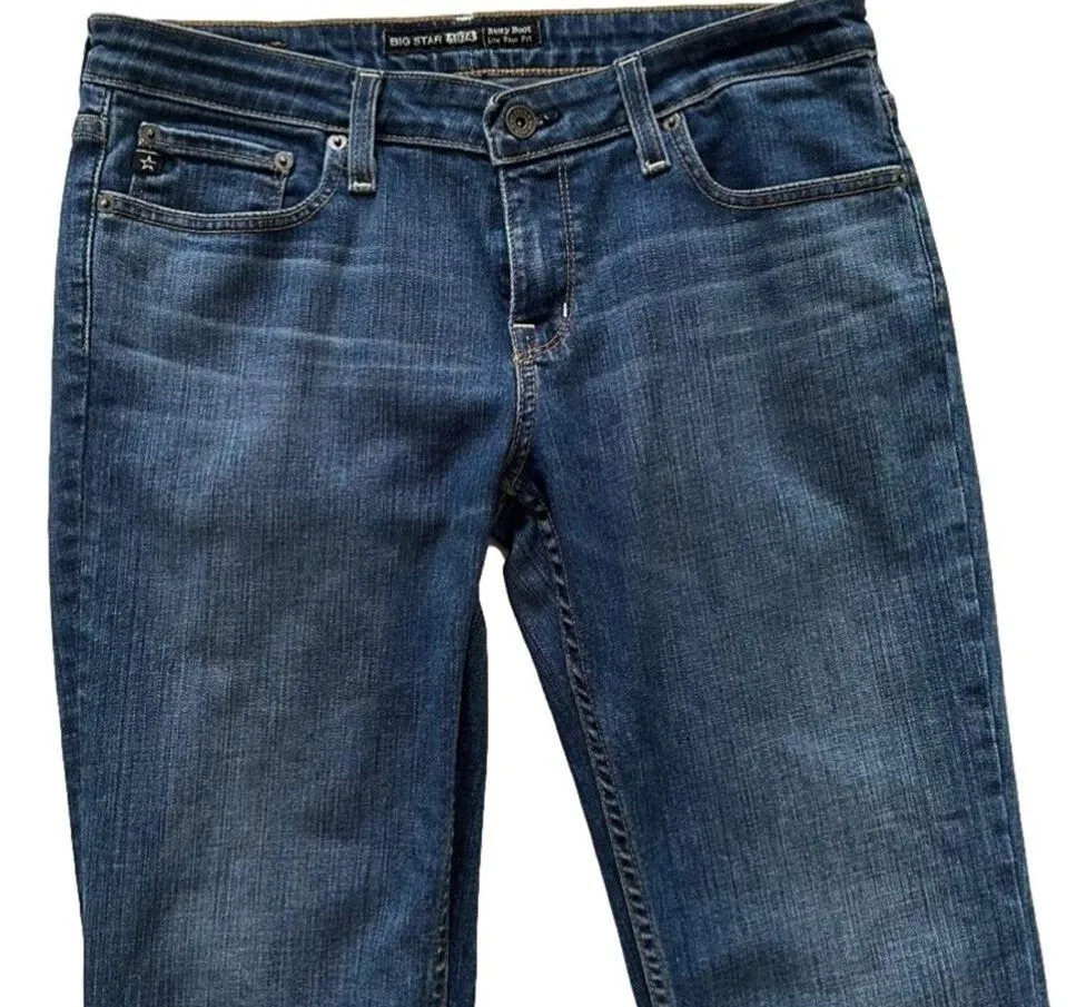 Big Star Jeans Low Rise Remy Flap Pocket Embroidered Bootcut Stretch Size 30L - Image 3