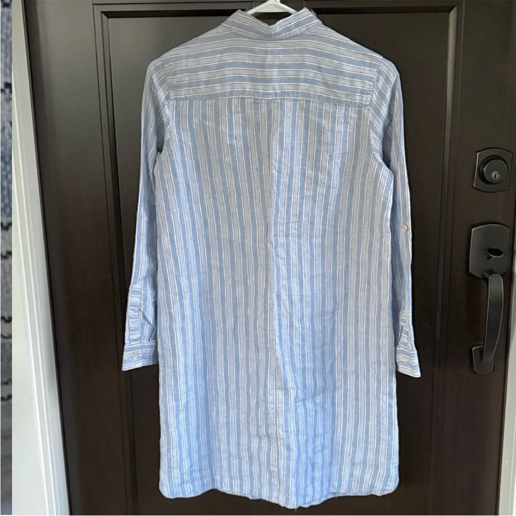 NWT J. Jill Love Linen 100% Linen Striped Roll Tab Sleeve Shirt Dress Petite XS Size undefined - Image 12