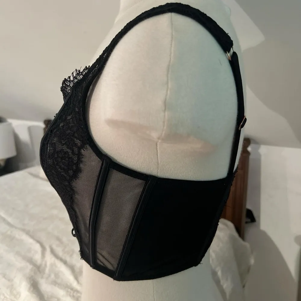 Victoria Secret Dream Angels Black lace corset top Medium DD with bow detail - Image 5