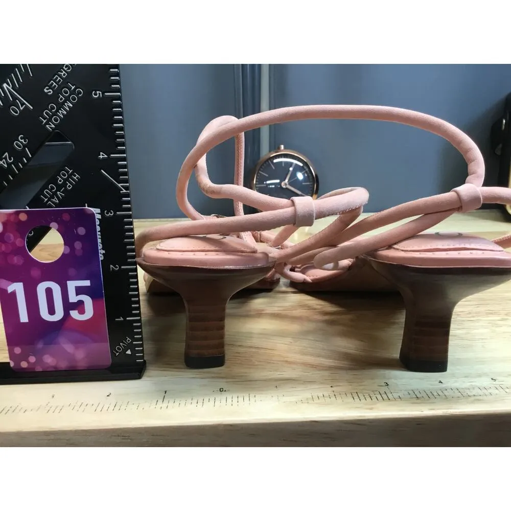 Sam Edelman Dia Women's 8.5 Pink Leather Open-Toe Strappy Kitten Heel Sandals - Image 4