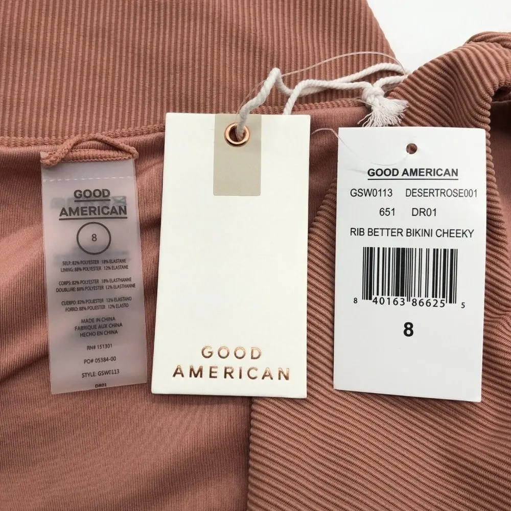 Good American Rib Better Bikini Bottom Cheeky Desert Rose Blush Pink 8 US 5XL - Image 4