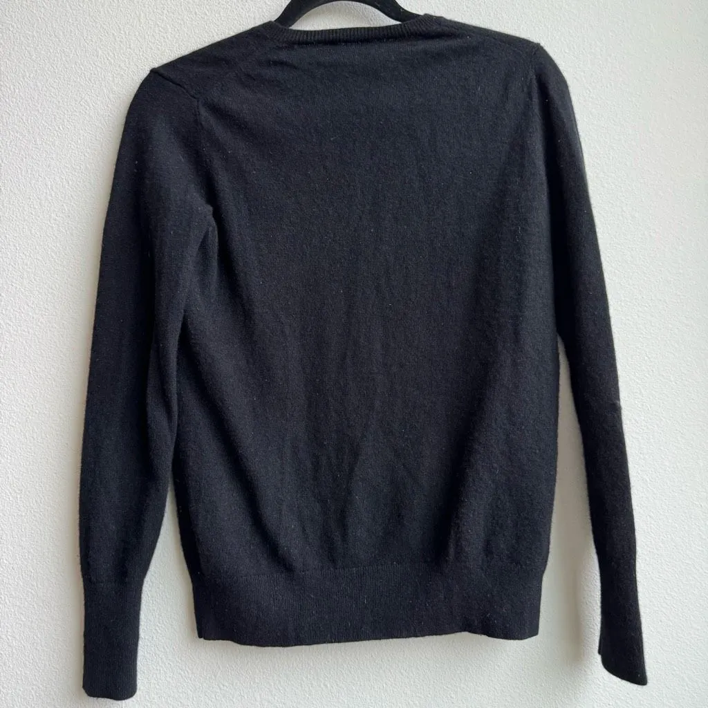 Everlane 100% Cashmere Black V Neck Pullover Classic Sweater Size Small - Image 7