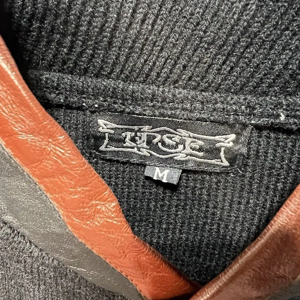 UO Urban Outfitters Vintage Paneled Leather Jacket Women Size Medium Black Brown - Image 5