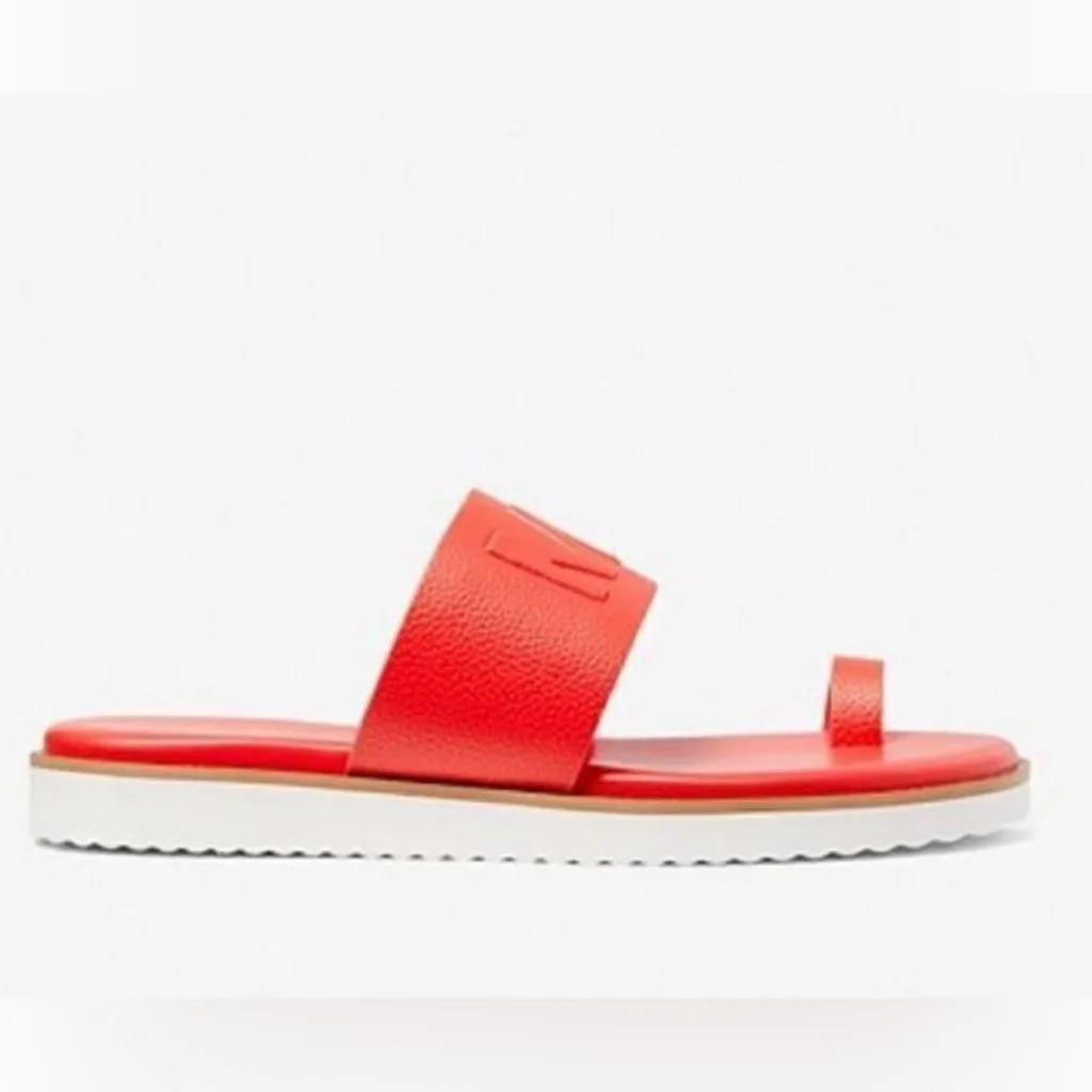 Michael‎ Kors Embossed Faux Leather Slide Sandals Red Size 8 - Image 5