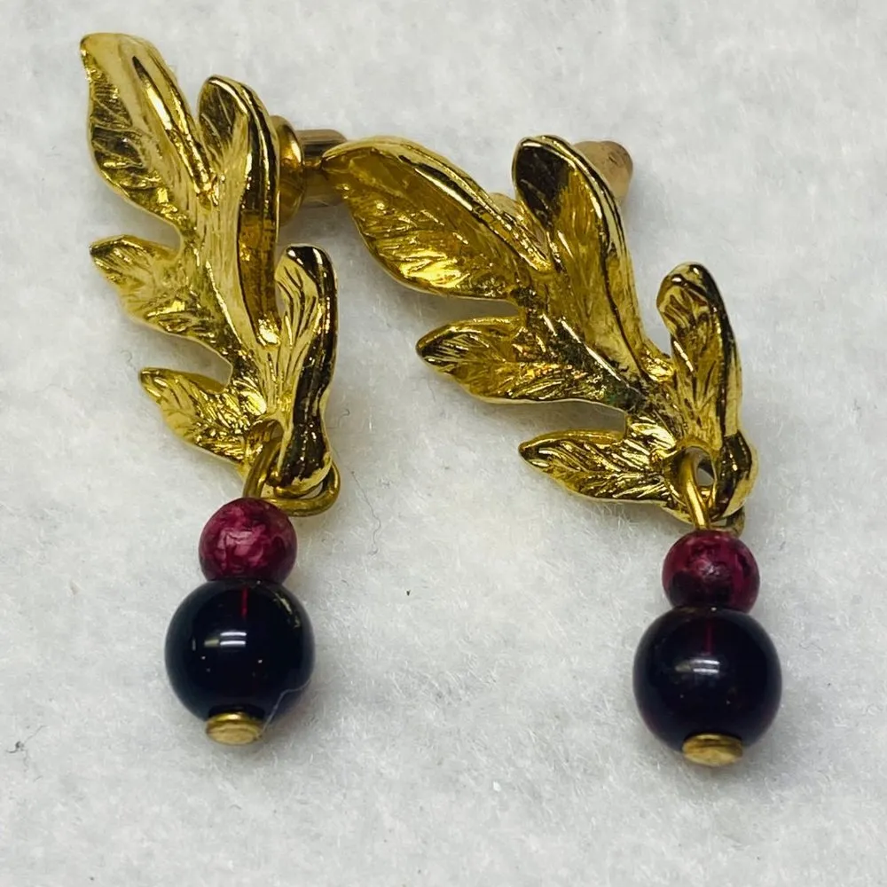 Pierced Earrings 2 Pair, 1 Post, 1 Hook. Shades of Browns and Gold Colors Dangle - Image 10