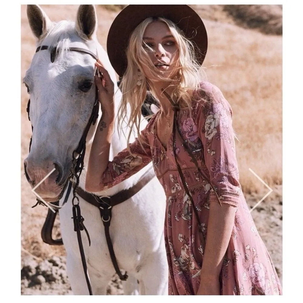 SPELL AND THE GYPSY Rosa 90s Mini Dress Size Small Pink‎ NEW Floral Whimsical Pink - Image 16