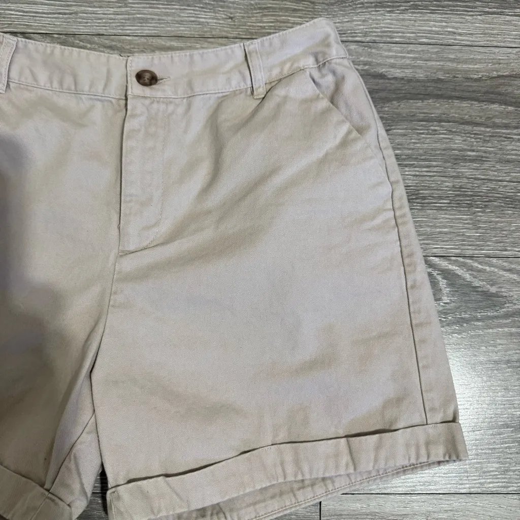 Forever 21 Women Beige Zippered Trousers Cotton Pocketed Shorts Size M‎ - Image 3
