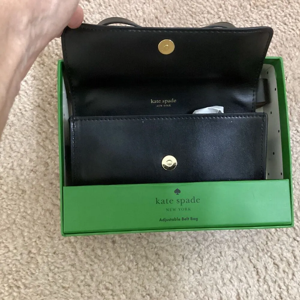 Kate Spade Bow Tie Genuine Leather Belt Bag Fanny Pack Black S/M NWT $108 - Image 4