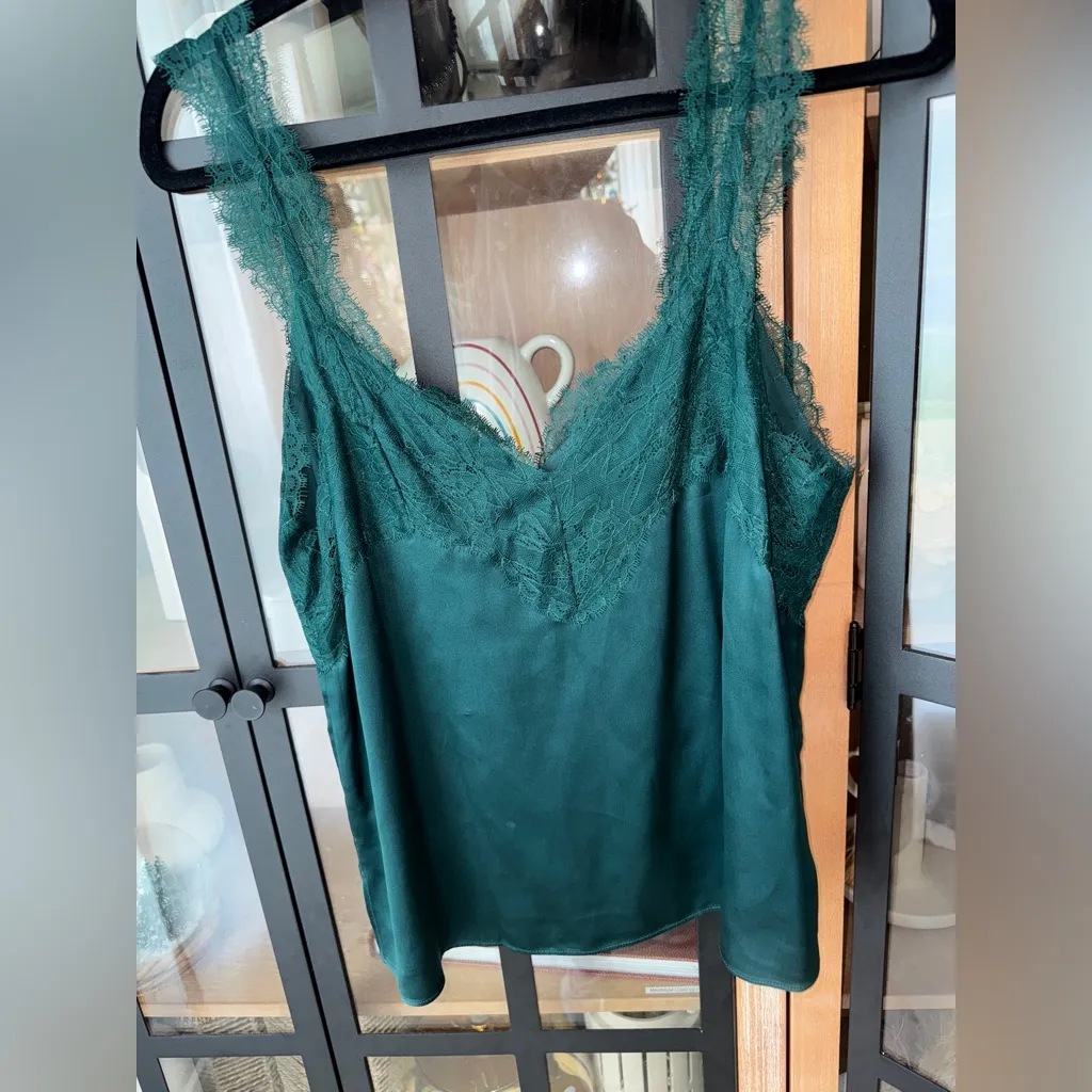 CAMI NYC Silk lace tank top joggers pants trousers pine emerald elsie set - Image 9