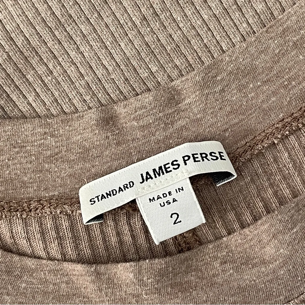 James Perse Dress ribbed long sleeve bodycon midi womens Tan (medium) classic - Image 2