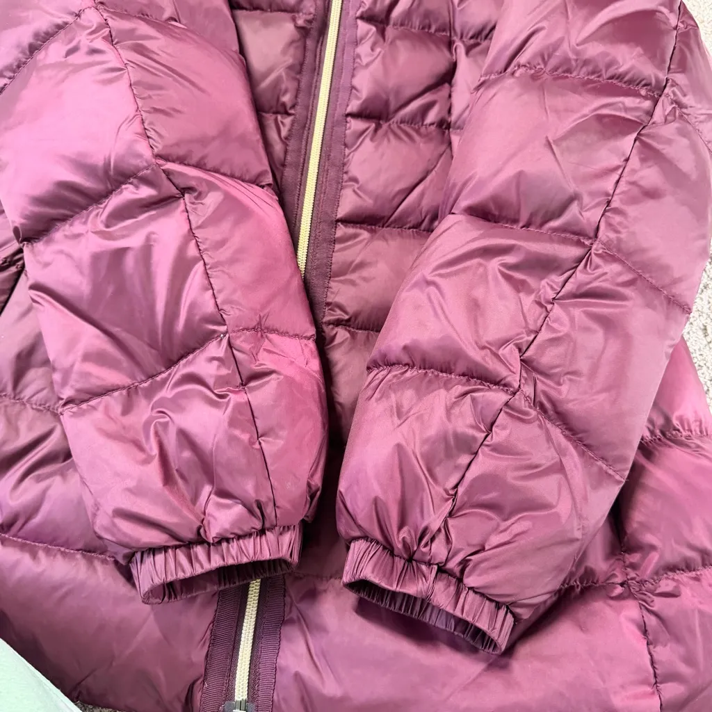 Kate Spade Women’s Untrimmed Down Puffer Coat Jacket Full Zip Hooded Red Wine M - Image 6