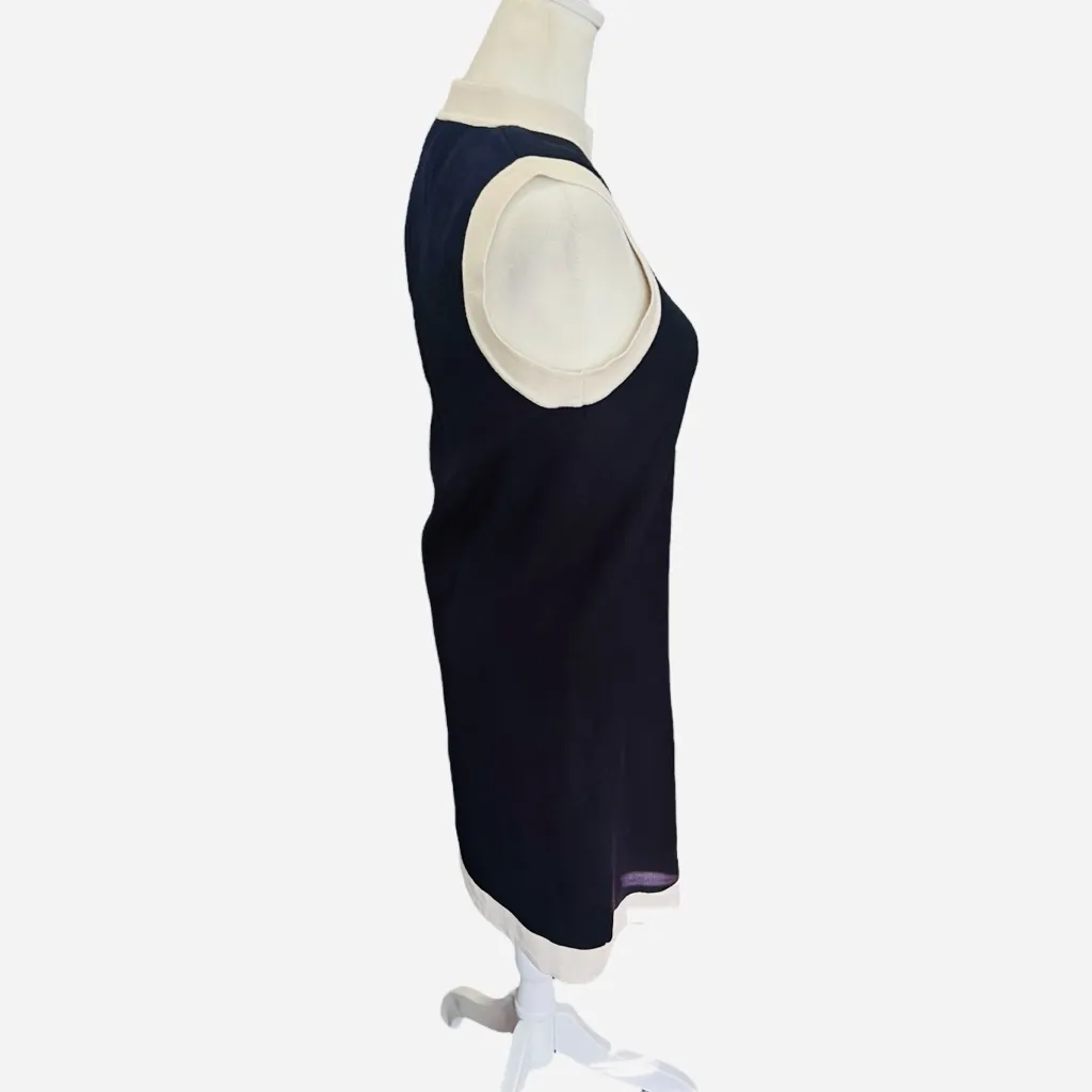 TUCKERNUCK Marie Dress Navy White Trim Sleeveless Knit Shift Mini XS Blue - Image 6