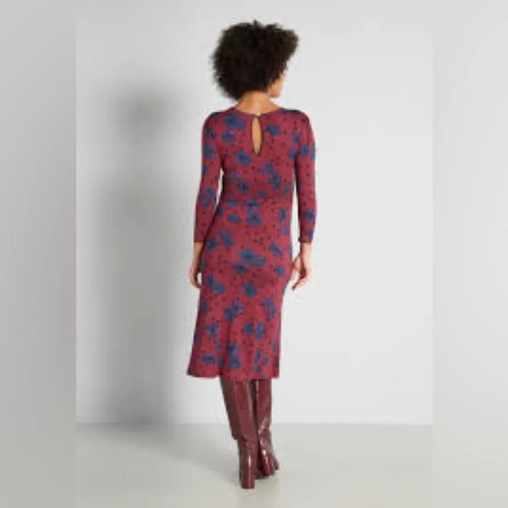 ModCloth Stargazing in the Primroses Midi Dress 1X Women’s Burgundy Floral EUC. - Image 6