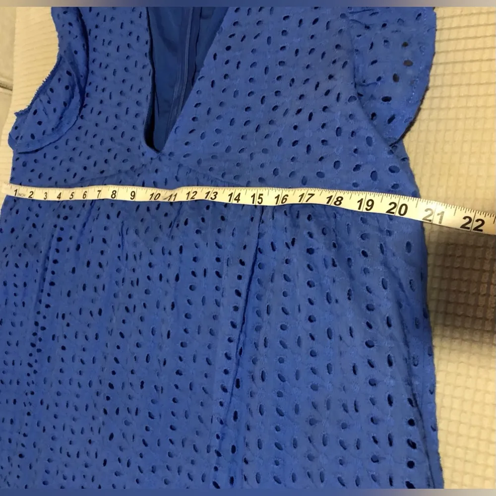 Babydoll Blue Dress ruffle sleeve , v - Image 5