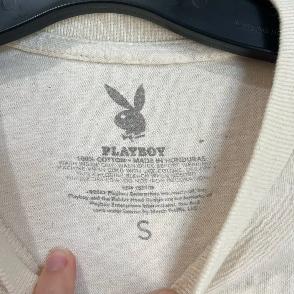 Playboy X Andy Warhol Logo Beige January 1986 T Shirt Size Small - Image 6