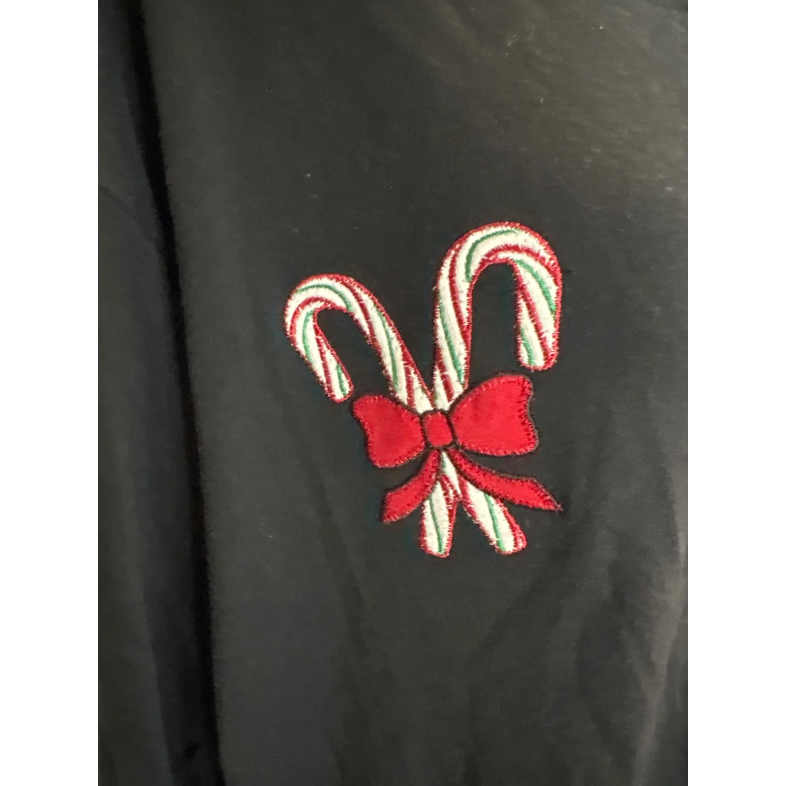 Christmas Candy Cane Embroidered Button Front Cardigan Shirt Size 4X Black - Image 2