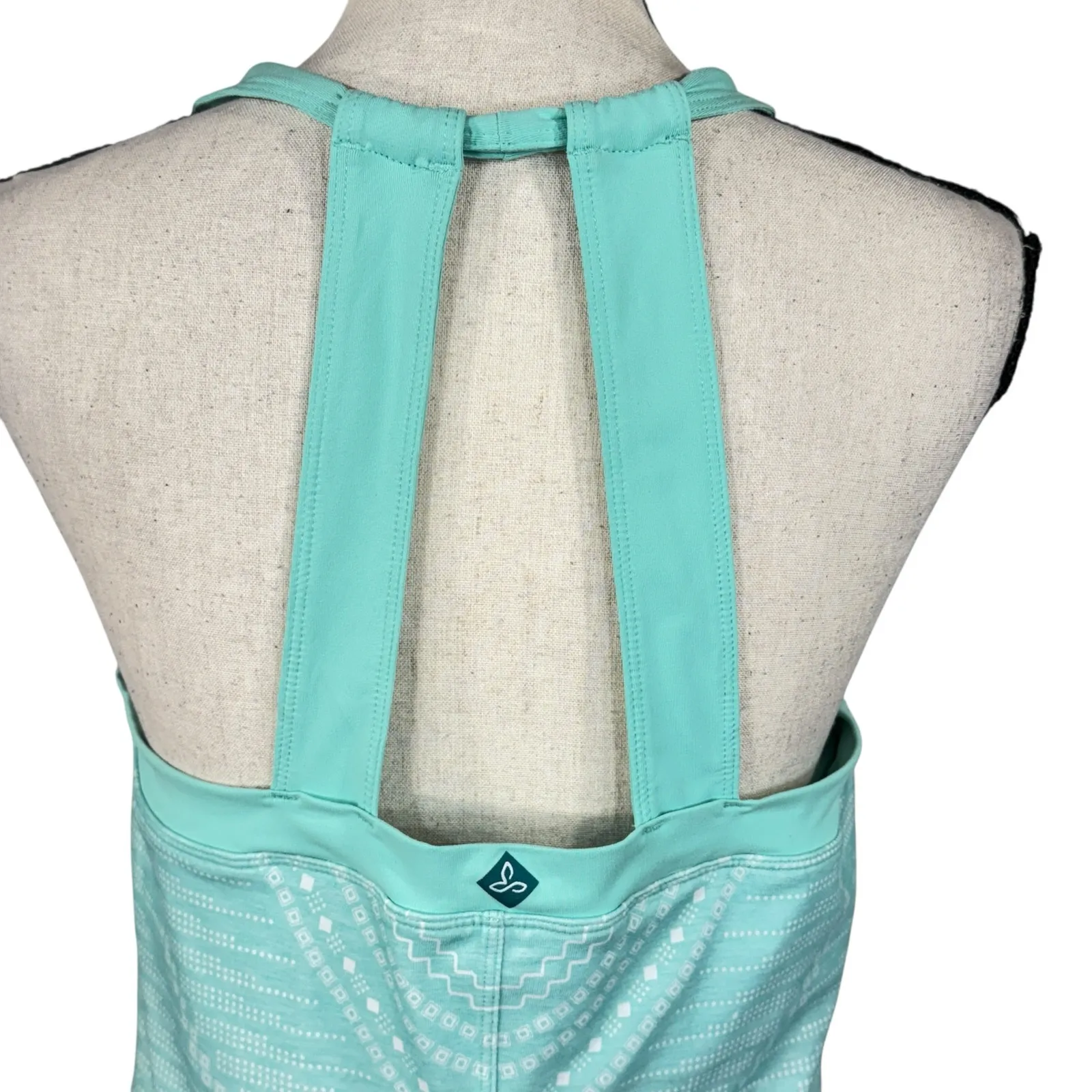 PrAna Large Cantine Halter Dress Wicking Shelf Bra Padded Stretch Geometric - Image 5