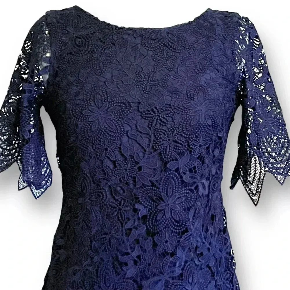 Anthropologie Navy Charleston Lace Mini Dress Women’s Size 6 Small - Image 6