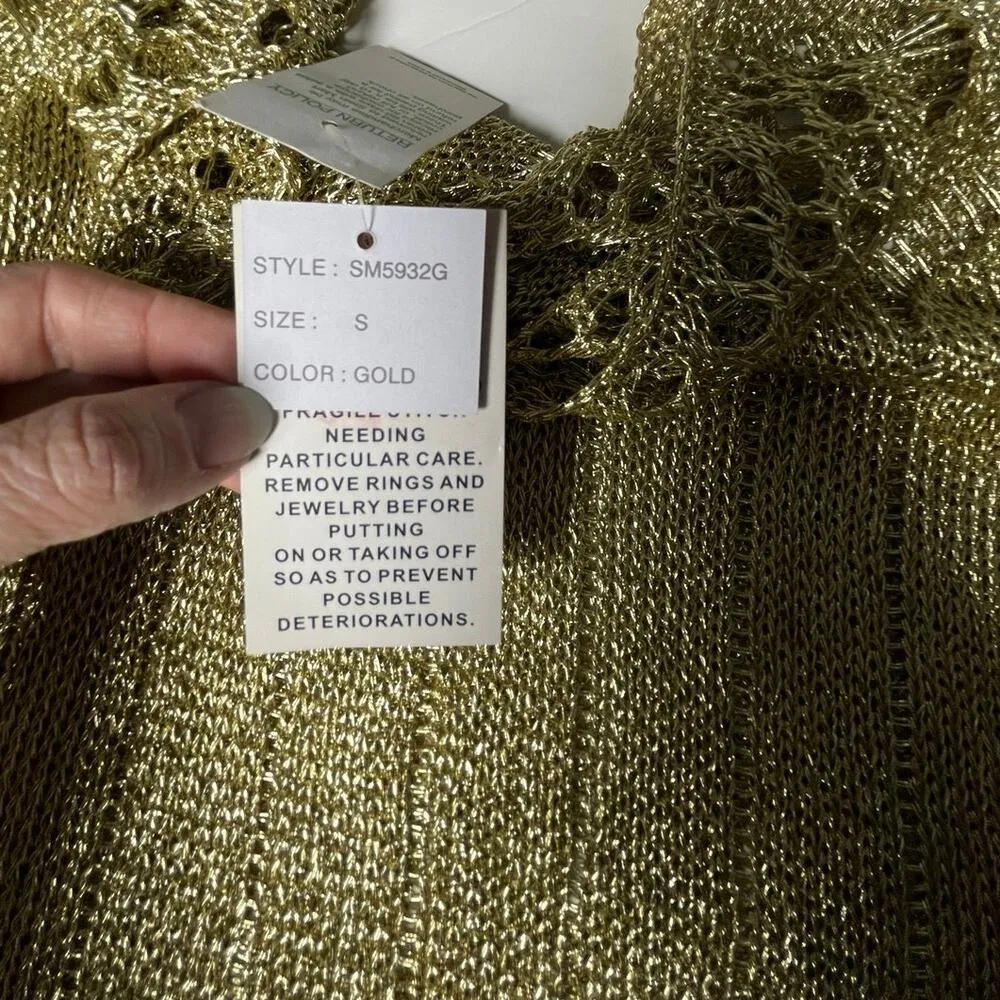Cristina‎ Metallic Gold Knit Sweater Small NWT SM5932G Party Holiday Top - Image 12