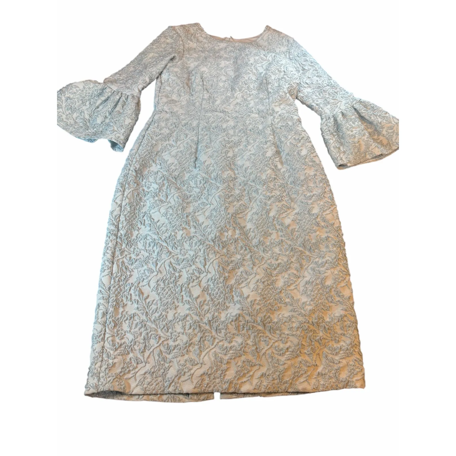 Betsy & Adam Ice Blue and Silver Jacquard Midi Dress - Size 14W - Image 2