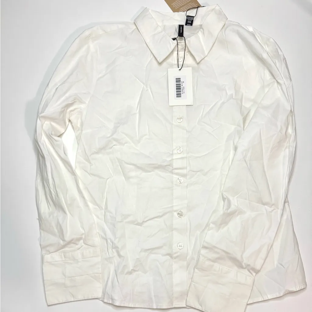 Vero Moda Long Sleeve Solid Button Up Shirt VMANNA SHIRT Medium NWT - Image 5