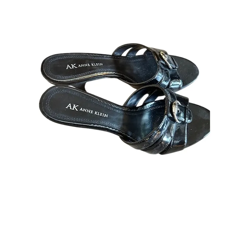 Anne Klein Black Patent Leather Buckle Slip-On Kitten Heels Women’s 8M - Image 5